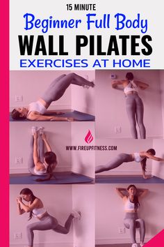 15 Minute Beginner Full Body Wall Pilates Exercises at Home Pilates Beginner Workout, Full Body Workout Plan At Home, Full Body Workout Beginner At Home, Pilates Workout Challenge, Exercise At Home Woman, Easy At Home Workouts For Beginners, Wall Excersise Routine For Beginners, Wall Yoga Workout, Free Wall Yoga For Beginners