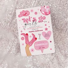 the cover of let's go girls book on sequins and glitter fabric