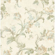 This unpasted wallpaper by Seabrook Designs will add a touch of elegance to your wall surfaces for a classic, eye-catching look.  Unpasted: wallpaper adhesive required to install this wallcovering  20.5 in. W x 33 ft. Wallpaper Backdrop, Wallpaper Adhesive, Wallpaper Pattern, Wallpaper Free, Feminine Tattoos, Accent Wallpaper, Floral Wallpaper, Old House, Pattern Wallpaper