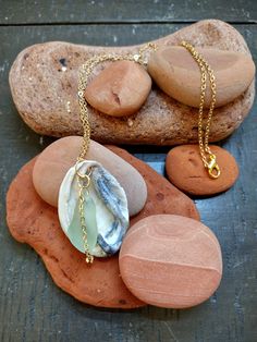 Aqua sea glass with shell on gold color chain Gold Wire-wrapped Necklaces For The Beach, Gold Wire Wrapped Necklace For The Beach, Glass Necklaces With Gold Chain For Gift, Gold Glass Beach Necklace, Gold Glass Necklace For Beach, Gold Glass Necklaces For The Beach, Shells Necklace, Jewerly Making, Shell Jewelry