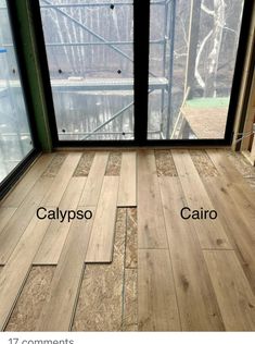 an empty room with wood flooring and glass doors showing the different types of windows