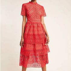 Anthropologie Hailee C Marlee Tiered Lace Midi Dress Brand New With Tags Color: Red Size 2 Back Zip Closure So Gorgeous! Lace Midi, Lace Midi Dress, Anthropologie Dress, Anthropologie Dresses, Dress Brands, Colorful Dresses, Anthropologie, Size 2, Midi Dress