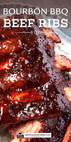 barbecue beef ribs with bbq sauce on top