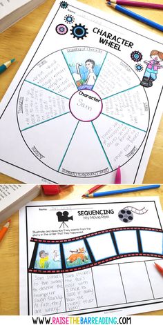 the character wheel worksheet with pencils and crayons