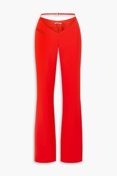 Find SUPRIYA LELE Cutout Woven Straightleg Pants on Editorialist. Straight-leg pants woven cutout strap detailing high-rise cut concealed hook and zip fastening at side slightly stretchy fabric mid-weight fabric dry clean made in uk Red Wide-leg Pants For Evening, Red Wide-leg Evening Pants, Red Wide Leg Bottoms For Evening, Red High-waisted Elastane Bottoms, Red High-waisted Elastane Pants, Red Wide Leg Elastane Pants, Red Elastane Trousers, Red Trousers For Evening Wear, High Waist Red Pants For Evening