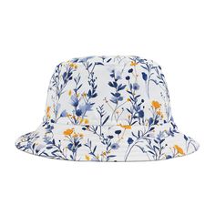 🌼 Dive into the dreamy retro world with our Vintage Vibes Blue Bucket Hat!  Adorned with enchanting French wildflowers, this stylish piece will make you feel like you have just strolled out of a whimsical cottage. Perfect for beach lounging, hiking adventures, or just looking cute while sippin' lemonade on your porch. 🌊✨  Pair it with our matching shirt (why not be a total style icon?) and prepare for compliments galore! Whether you're channeling your inner nature goddess or just living your b Casual Floral Print Sun Hat For Beach, Floral Print Sun Hat For Summer, Casual Hat With Curved Brim And Floral Print, Casual Floral Print Spring Hats, Retro Blue Bucket Hat For Summer, Casual Cotton Hats With Floral Print, Casual Floral Print Hat With Curved Brim, Casual Beach Hats With Floral Print, Casual Floral Print Beach Hats