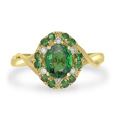 J17972 Tsavorite Ring, Ring Style, Diamond Set, Green Gemstones, Yellow Gold Ring, Metal Design, Metal Color, Diamond Gemstone, Yellow Gold Rings