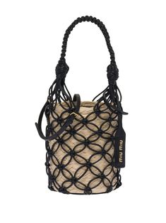 beige black straw leather mesh detailing circular top handles adjustable detachable shoulder strap Hot Handbags, Miu Miu Bag, Stylish Handbags, Chanel 2, Trending Handbag, Demi Fine Jewelry, Ballet Pumps, Iconic Bags, Boot Pumps