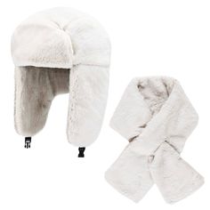 Brand New Adult Faux Fur Trapper Hat & Scarf Women Men Winter Snow Beanie, Earflap Warmer Color: White White Winter Hat, One Size Fits Most, Warm White Hat, One Size, White Winter Hats With Ear Flaps, White Winter Hat With Faux Fur Lining, White Faux Fur Winter Hat, Fur Trapper Hat, Trapper Hats, Men Winter, Winter White