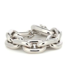 For the polish it brings to any look, we adore a chain-link bracelet like this silver-toned piece from Paco Rabanne. Composed of oversized oval hoops, it secures with a toggle fastening for easy on-off-wear. It will make even more of an impact when worn with the matching choker. Chain Link Bracelet Silver, Chunky Silver Jewellery, Chunky Silver Bracelet, Bracelet In Silver, Silver Bracelets For Women, Chunky Bracelets, Link Earrings, Jewelry Lookbook, Silver Chain Bracelet