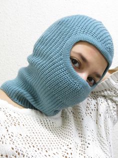 balaclava. ski mask ,face mask, winter helmet hat ,blue knit balaclava ,neck warmer, full face mask, warm beanie, knitwear, ribbed hat Stamping Textiles, Helmet Hat, Knitted Balaclava, Winter Knit Hats, Wool Mittens, Knitted Hood, Ski Mask, Hand Knitted Sweaters, Mens Fashion Casual Outfits