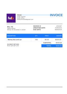 an invoice form is shown with blue and white lines on the bottom half