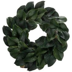 a wreath with green leaves is shown on a white background