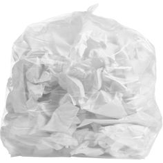 a white plastic bag filled with lots of trash