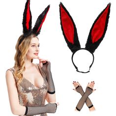 PRICES MAY VARY. ❤【Color】Kikazarru provide two color set for your choice, black bunny ears and black fishnet gloves for a sexy look,white bunny ears and white fishnet gloves for a cute look.It's charming to be worn whether together or separately. ❤【Design】The plush bunny ears headband is a perfect combination of big bunny ears and adjustable elastic band,fits your head so well and stays in place with no slip.Furry rabbit ears are bendable for posing various bunny look.Fish net gloves make your b White Bunny Ears, Black Bunny Ears, Rabbit Ears Headband, Net Gloves, Fishnet Gloves, Bunny Cosplay, White Fishnets, Bunny Ears Headband, Big Bunny