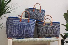 Shopping Tote Bag MADAGASCAR BASKET Blue & Natural Hand Braided 3 Sizes to Choose From Straw Wicker Beach Market - Etsy Blue Beach Bag With Leather Handles For Travel, Blue Handwoven Summer Beach Bag, Blue Rectangular Beachy Bag, Handmade Blue Bucket Beach Bag, Blue Straw Tote Bag, Handmade Blue Basket Beach Bag, Blue Beach Bag With Braided Handles, Blue Straw Bucket Bag With Braided Handles, Blue Handwoven Bucket Straw Bag