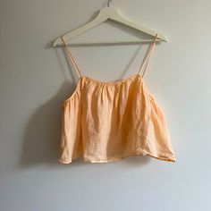 Brand New,Without A Tag Size S Very Cute Perfect For Summer Time Spring Orange Cropped Crop Top, Spring Orange Cotton Crop Top, Orange Cotton Crop Top For Summer, Orange Cropped Tops For Vacation, Orange Cropped Top For Beach, Orange Sleeveless Cotton Crop Top, Orange Crop Top For Spring Day Out, Casual Orange Crop Top For Vacation, Casual Cropped Peach Top