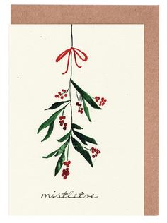 Mistletoe Greeting Card Set | JUNIQE Painted Christmas Cards, Christmas Card Crafts, Greeting Card Set, Diy Christmas Cards, Christmas Drawing, Christmas Paintings, Christmas Illustration