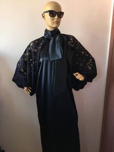 This is a very stylish Womens Satin dress with lace sleeves. It is comfortable and cozy. Made for a free flowing fit. Great for all year around and for any special occasion.Comes with long tie who can use as a neck bow tie or as a belt,tied at front or at back. Slot at back 40 cm. Full length 145 cm and can be customized,just let me know. SIZE CHARTSIZE S - US 6, UK 8, EU 36bust: bust around 34.5”/90cmWaist: waist around 27.5”/70cmHips: hips around 34.5”/90cmSIZE M - US 8, UK 10, EU 38bust: bust Satin Midi Dress With Lace Trim For Evening, Silk Midi Dress With Lace Trim For Party, Evening Satin Midi Dress With Lace Trim, Elegant Silk Maxi Dress With Lace Trim, Satin Maxi Dress With Lace Trim For Party, Party Maxi Dress With Lace Trim And Satin Material, Formal Satin Maxi Dress With Lace Trim, Elegant Satin Evening Dress With Lace Trim, Party Satin Midi Dress With Lace Trim