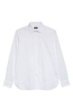 Extra long-staple cotton is woven into a silky-smooth and wrinkle-resistant fabric, ensuring a polished look and comfortable fit for this button-up shirt. Front button closure Spread collar Button-cuffs 100% cotton Machine wash, line dry Made in Italy Men's Designer Clothing Classic Slim Fit Wrinkle-resistant Tops, Elegant Long Sleeve Wrinkle-resistant Tops, Classic Long Sleeve Dress Shirt With Covered Buttons, Classic Wrinkle-resistant Business Tops, Business Long-sleeved Dress Shirt With Covered Buttons, Business Dress Shirt With Covered Buttons, Elegant Business Tops Wrinkle-resistant, Long Sleeve Dress Shirt With Covered Buttons For Business, Business Dress Shirt With Covered Buttons, Long Sleeve