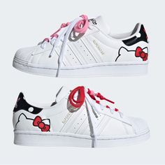 Brand New With Box Multiple Sizes Available Super Adorable Sneakers In Hello Kitty Design Tenis Converse, Hello Kitty Shoes, Superstar Shoes, Adidas Shoes Superstar, Superstars Shoes, Hello Kitty Backgrounds, Adidas Originals Women, Hello Kitty Collection, Adidas Online