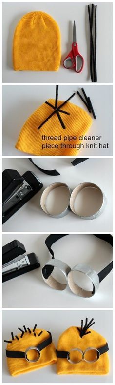 the instructions for how to make a knitted hat with scissors and other items in it