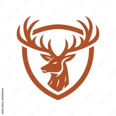 deer head with antlers in the center of a shield