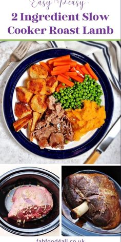 the instructions for how to make an easy slow cooker roast lamb