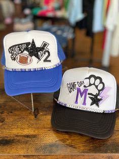 Fully customizable trucker hat! Once the order is placed we will reach out to you for school color and patch options via text. Patch options include but are not limited to: football, basketball, volleyball, softball, baseball, jersey numbers, and tons of accents! May take 1-2 weeks to ship. Hats can not be returned. DISCOUNTS CAN NOT BE APPLIED TO CUSTOM ITEMS! Football Mom Trucker Hats, Football Trucker Hat With Patches, Game Day Trucker Hat, Custom Trucker Hats Patches, Trucker Hat Patches, Iron On Ideas, Trucker Hats With Patches, Trucker Hat Ideas, Patch Crafts