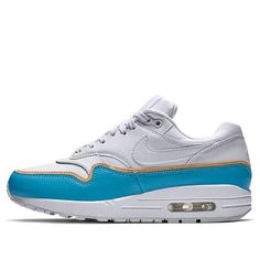 (WMNS) Nike Air Max 1 'Double Layer - Blue' 881101-103 (SNKR/Retro/Women's/Cushioning/Air Cushion) Retro Blue Custom Sneakers For Sports, Air Max Women, Nike Air Max 1, Air Max 1, Shoe Game, Double Layer, Air Max, Nike Air Max, Nike Women