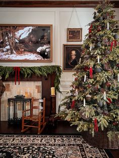 a decorated christmas tree in a living room