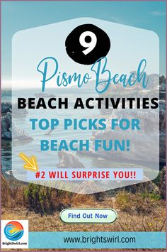 the beach with text that reads, pino beach beach activities top picks for beach fun