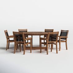 a wooden table with six chairs around it