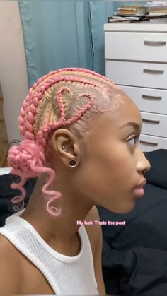 Pink Braids, Pink Dreads, Big Chop Natural Hair, Candy Hair, Dyed Hair Inspiration, Braided Hairstyles For Teens