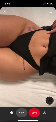 Small Inner Hip Tattoo, Tattoos Under Buttcheeks Ideas, Xo Tattoo On Hip, Tiny Tattoos Hip, Hip Buttocks Tattoo, Bottom Tattoos For Women, Tats Female, Private Tattoos For Women, Instagram Baddie Tattoos