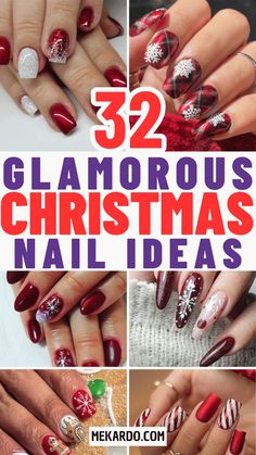 Get ready to shine this holiday season with 32 glamorous Christmas nail ideas that will leave you looking dazzling and festive. From glittering golds to classic reds, these nail designs are perfect for any holiday occasion. | Christmas nail designs | holiday nail art | festive nail ideas | winter nail trends | red and gold nails | glitter Christmas nails | elegant nail designs | Christmas manicure | holiday glam nails | snowflake nail art | Christmas tree nails | sparkling nail polish | metallic nails for Christmas | candy cane nail designs | reindeer nail art | Christmas nail colors | trendy holiday nails | bold holiday nails | chic Christmas nails | holiday season nails | glossy nails for Christmas | Christmas nail inspiration | stylish holiday nails | Christmas nails for 2024. Gel Holiday Nails Christmas Time, Red Acrylic Nails Designs Christmas, Simple December Nail Designs, Nails In December, Christmas Nails Red Reindeer, Christmas 2024 Nail Ideas, Red And Black Christmas Nails Design, Christmas Gel Polish Nails, Christmas Nails Star Of Bethlehem