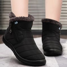 Women Boots Waterproof Snow Boots Female Plush Winter Boots Women Warm Ankle boots Winter Shoes Ankle-high Rain Boots For Outdoor, Outdoor Ankle-high Rain Boots, Black Waterproof Martin Boots For Outdoor, Winter Ankle Booties With Padded Ankle, Winter Outdoor Booties With Round Toe, Winter High Ankle Waterproof Rain Boots, Winter Waterproof High Ankle Rain Boots, Black Martin Boots For Winter Outdoor Activities, Black Martin Boots For Outdoor Winter Activities