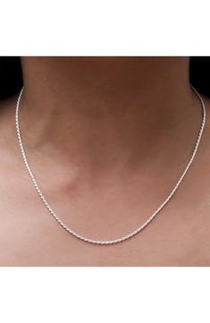 BEST SILVER Sterling Silver Rope Chain 20" | Nordstromrack Sterling Silver Rope Chain Necklace, Silver Rope Chain, Silver Chains, Chain Silver, Bridal Bands, Rope Chain, The Test, Sterling Silver Chains, Silver Chain