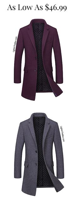 Casual handsome coat to always look professional no matter what. Find this chic stylish men coat in black, grey, dark grey, purple , navy blue colours at just $46.99. Click to shop. Collared Single-breasted Pea Coat For Winter, Collared Winter Office Outerwear, Purple Collared Winter Outerwear, Fitted Collared Pea Coat For Winter, Purple Lapel Collar Outerwear For Business, Business Purple Outerwear With Lapel Collar, Purple Lapel Collar Outerwear For Office, Purple Business Outerwear With Lapel Collar, Purple Outerwear With Lapel Collar For Office