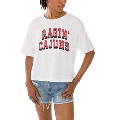 Rock your Louisiana Ragin' Cajuns pride in style with this Gameday Couture Claim To Fame T-Shirt. This cropped tee features a boxy cut and dropped shoulders for a roomy fit and casual look. Made from soft cotton, it offers a breathable feel for all-day comfort as you rep the Louisiana Ragin' Cajuns. Cropped Shirt With Letter Print In Relaxed Fit, Claim To Fame, Gameday Couture, Cropped T Shirt, Cropped Tee, Hats For Sale, Crop Tee, Cotton Shorts, Louisiana