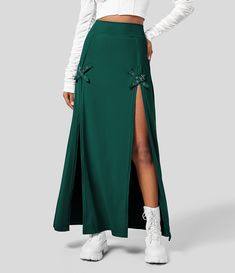 Affordable High Waist Bottoms With Split Design, Split Leg Midi Skirt, Cheap Casual Skirt With Split Design, Cheap Summer Skirt With Split Hem, Cheap Split Bottoms For Summer, Cheap Women's Skirt With Split Design, Split Hem Long Skirt, Long High Split Skirt, High Waisted Maxi Skirt Crop Top