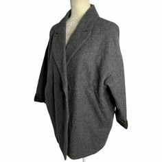 E Wear Oversized Dropped Shoulder Coat Excellent conditionFeels like a wool blend, but I can't read the tagChest laying flat: 25"Sleeves: 17"Length: 27" shoulder to hem New Shop, Wool Blend, Wool, Grey, How To Wear