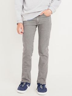 Saw this on Old Navy: Casual Pants With Snap Buttons For Fall, Casual Fall Pants With Snap Buttons, Classic Fitted Jeans With Snap Buttons, Fitted Cotton Bottoms With Snap Buttons, Classic Fitted Bottoms With Snap Buttons, Fitted Gray Bottoms With Button Closure, Jeans For Boys, Family Pajamas, Adjustable Waistband