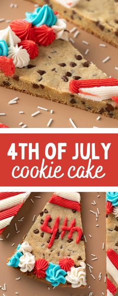 cookie cake with fourth of july colored frosting 4th Of July Desserts Homemade, 4th Of July Cookie Cake Designs, Patriotic Cookie Cake, Fourth Of July Cookie Cake, Flag Cookie Cake, July 4th Cookies, Homemade Cake Frosting, Fourth Of July Cookies