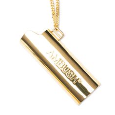 Premium fashion label Ambush introduces its latest jewelry arrival, the Logo Lighter Case Necklace. Featuring a brass construction, the premium look spotlights raised logo detailing. The delicate chain makes a statement, while the lobster claw fastening secures the design. 100% brass Logo detailing Lobster claw fastening Style No: BMOB100S22BRA001-7600 Lighter Case, Lighting Logo, The Lobster, Delicate Chain, Latest Jewellery, No Color, Fashion Labels, Lobster Claw, Gold Necklace