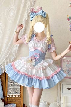 Process Time: Could be shipped out in 5-7 days. Fabric: Cotton Color: Light-Blue/Pink/White Feature: Triple-Layered, Ruffle, Bowknot, Fishbone Style: Sweet, Ballet Include: Dress*1 (Any of the accessory is not included.) Size (IN) Bust Waist Length S 32.68-36.61 25.59-29.53 31.50 M 34.25-38.19 27.56-31.50 32.28 L 35.83-39.76 29.53-33.46 33.07 Size (CM) Bust Waist Length S 83-93 65-75 80 M 87-97 70-80 82 L 91-101 75-85 84 Fish Bone, Lolita Dress, Pink White, Light Blue, Fairy Tales, Ballet, White, Pink, Blue