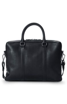 Classic Bag With Silver-tone Hardware For Business Trips, Travel Briefcase With Silver-tone Hardware And Top Handle, Travel Briefcase With Silver-tone Hardware, Classic Briefcase With Silver-tone Hardware For Everyday Use, Black Leather Briefcase With Silver-tone Hardware, Leather Bags With Silver-tone Hardware For Business Trips, Classic Briefcase With Leather Trim For Business Trips, Leather Briefcase With Silver-tone Hardware For Formal Use, Classic Briefcase With Silver-tone Hardware For Work