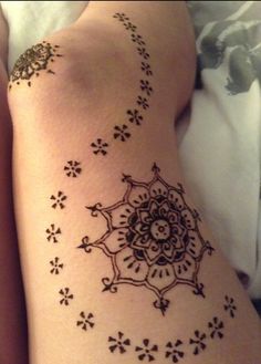 a woman's arm with a tattoo on it that looks like an intricate design