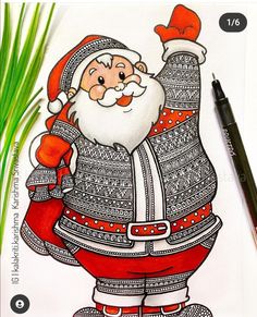 a drawing of santa claus with his arms in the air