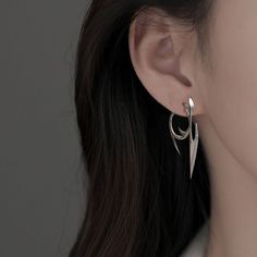 These Grunge Aesthetic Earring are sure to make any outfit creative and completely unique! 💦 Size: Standart Edgy Pierced Hoop Earrings As Gift, Edgy Pierced Drop Earrings, Edgy Silver Single Earring, Single Silver Edgy Earring, Silver Single Earring In Edgy Style, Single Silver Earring In Edgy Style, Edgy Drop Earrings With Ear Wire, Edgy Silver Drop Earrings, Edgy Silver Earrings For Gift